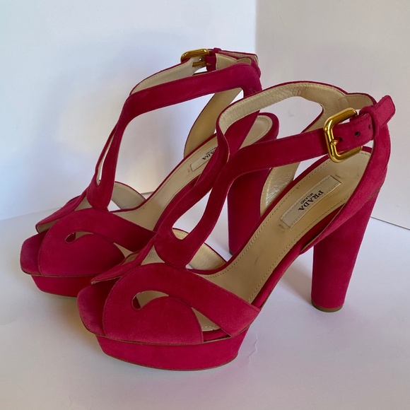 NEW PRADA PEONY SUEDE PLATFORM HIGH HEELS - Picture 2 of 15